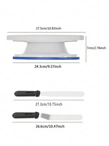 1套蛋糕裝飾工具套裝,包括轉盤、斜角蛋糕鏟、糖霜整平器、烘焙工具、杯子蛋糕裝飾用品、展示架、派對配飾 - 蛋糕轉盤3件組 - 查看 2