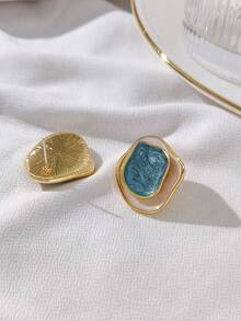 1 对精美景泰蓝风格滴釉不对称耳环，珍珠粉红和撞色 - 彩色 - 查看 6