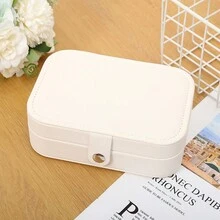 1pc Simple Flip Travel Double-layer Jewelry Box For Rings, Necklaces, Earrings, Portable Storage Case With Display Function - Baby Blue - View 7