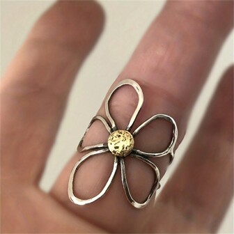 Bohemian Style Hollow Out Flower Design Personalized Ring, European And American Style Women's Fashion Ring, Party Gift Valentines, Mom, Mother, Mother's Day, Gift