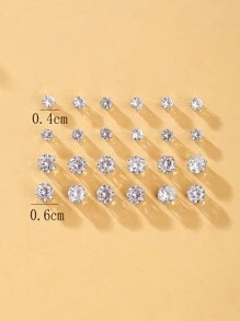 1入組24對時尚裝飾耳釘套裝,適合男女日常佩戴,節日禮物,珠寶飾品