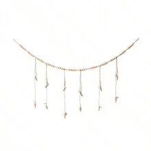 1入組波西米亞風格串珠花花環&照片展示架帶木夾子,墻面裝飾適用於老師家庭宿舍生日派對(12夾子) - 米色 - 查看 4