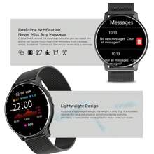 Reloj inteligente unisex con podómetro, contador de calorías, recordatorio de llamadas, rastreador de fitness resistente al agua, monitor de frecuencia cardíaca, monitor de presión arterial, monitor de sueño, alarma, recordatorio de mensajes, pronóstico del tiempo, cámara, recordatorio de sedentarismo, compatible con Android e iOS - Negro - Ver 3