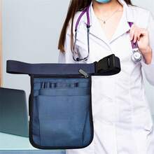 1個時尚休閒的寵物醫生護士工具腰包工作醫療用品收納袋休閒工作肩背袋收納袋工具袋髮套袋理髮師修剪腰帶理髮用品收納袋理髮店毛巾收納腰包適合護理腰包髮型師用尼龍牛津布護士技術員