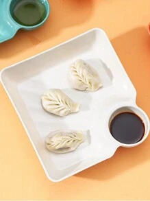 1pc/4pcs Plain Square Plastic Dipping Sauce / Dumpling Plate,Kitchen,Christmas Gift - White - View 6
