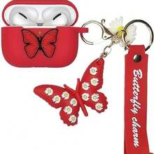 Cartoon Resin Butterfly Shaped Earphone Case - Red - View 4