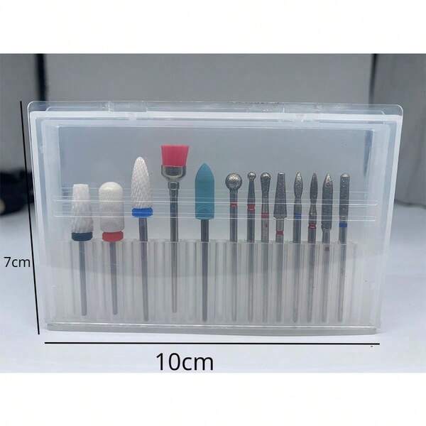 13 Pieces Abrasive Nail Drill Set Hard Alloy Acrylic Gel Cuticle