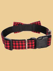聖誕節紅色黑格子寵物項圈 - 紅色 - 查看 3