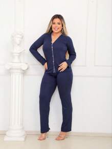 Women Pajama Sets - 藏蓝色 - 查看 1