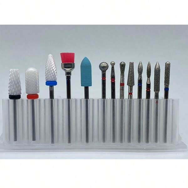 13 Pieces Abrasive Nail Drill Set Hard Alloy Acrylic Gel Cuticle
