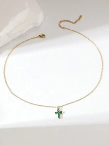 Hihho 1 buc. Colier în formă de cruce în stil de lux pentru femei/bărbați, cadou perfect și accesorii pentru purtarea zilnică, hip hop sau stil american - Multicolor - Vizualizare 9