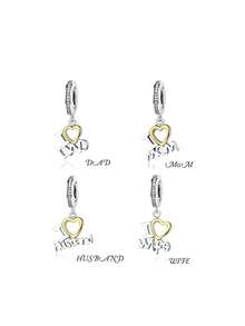 1個diy '我愛爸爸'吊墜珠,女士珠寶,適用於女性的s925純銀浪漫精美珠寶製作,可製作手鍊和項鍊,適用於日常和節日禮物