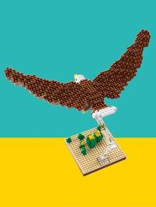 Bloques De Construcción De Águila Juguetes Educativos Montados Para Niños - Marrón - Ver 2