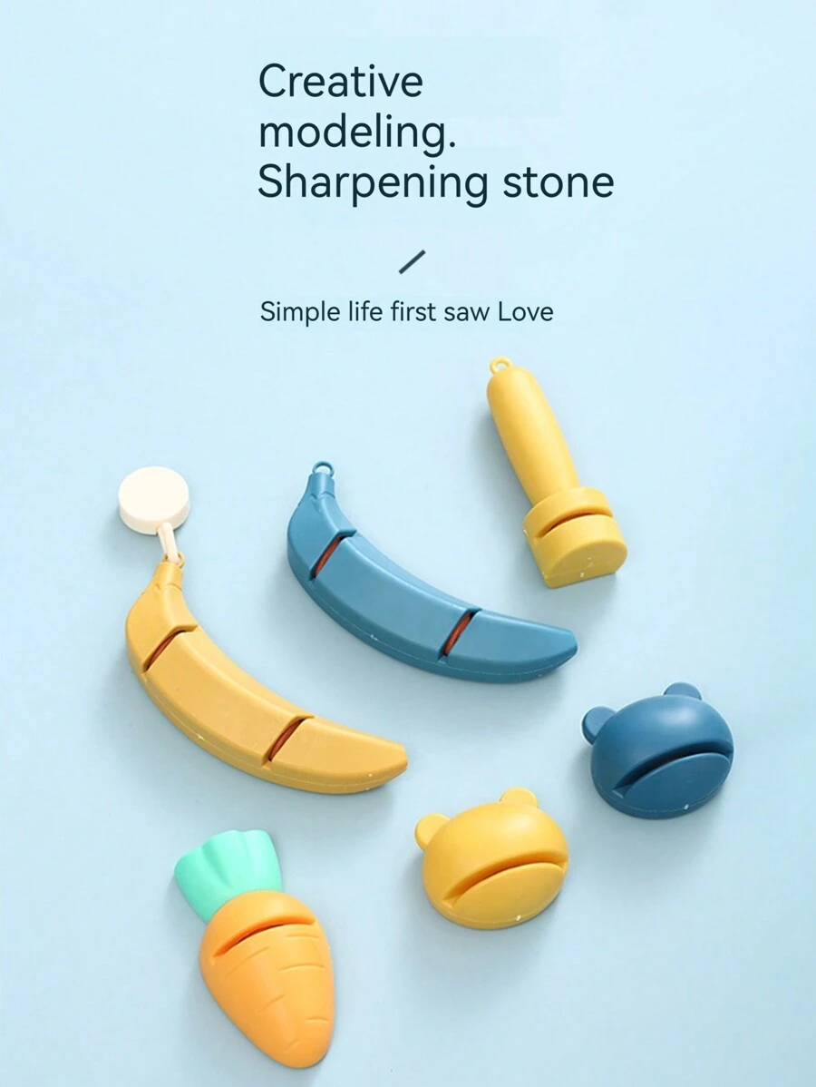1pc Random Creative Fruit Shaped Knife Sharpener, Wall-mounted Multifunctional & Manual Sharpener For Kitchen - Multicolor - View 1