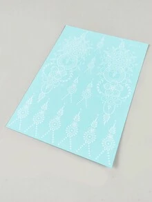 2片閃亮暫時性紋身貼紙,白色花紋紋身貼紙,防水手紋身,適用於女性派對裝飾