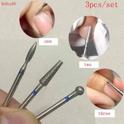 3入組美甲工具：多功能俄式前處理美甲工具,可用於去除死皮、雕刻和研磨 - 甲磨頭圓錐形去除角質器