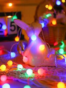 1 pezzo Luci a stringa a LED bianche a forma di pallina alimentate via USB 1,5/3/4,5/6m, luci decorative per interni, luci a stringa a LED per decorazione parete camera da letto, 8 modalità lampeggianti, adatte per decorazione matrimonio, decorazione festa di compleanno, decorazione tenda da campeggio, luci decorative per esterni, decorazione giardino, decorazione cortile, luci a stringa per decorazione albero di Natale - Bianco - Visualizzare 5
