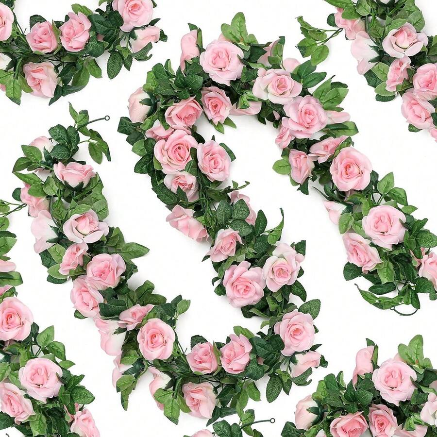 1入假薔薇藤蔓diy花圈材料,婚禮現場裝飾,家庭臥室、客廳、浴室牆面裝飾材料,戶外花園,學校生日派對用品,情人節和新年裝飾