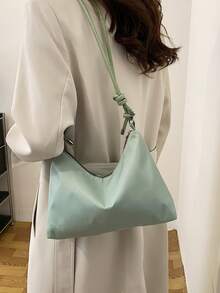 Bolso De Hombro De Moda, Color Sólido Casual Y Sencillo - verde menta - Ver 6