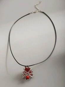 1條女士萬聖節吸血鬼心形蜘蛛吊墜新娘項鍊