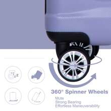 Travelhouse Expandable Hardshell 3pieces Luggage Set, Double Spinner Wheels Hardcase Ligthweight Suitcase Set With TSA Lock 20in,24in,28in For Unisex - 淺紫色 - 查看 8