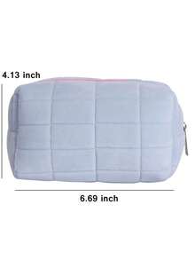 女款毛絨化妝包,彩妝袋,拉鍊大號單色旅行化妝包,旅行化妝包,洗漱包,清潔包