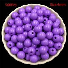 500pcs/pack 4mm Acrylic Solid Color Beads, Candy-colored, With Straight Holes For Diy Beading - 500pcs/4mm - View 13