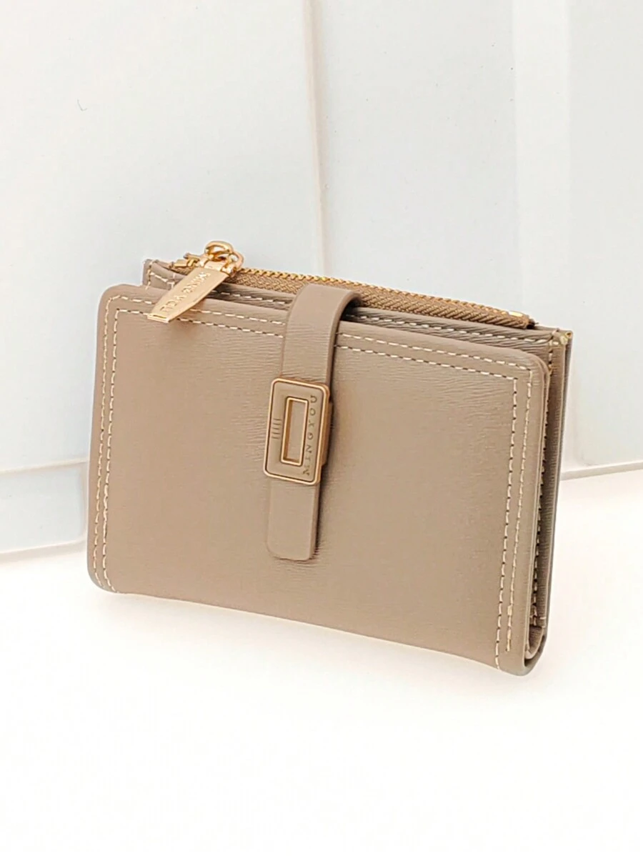 MINGYOU Short Snap Minimalist Wallet, Young Women's Fashion PU Zipper Wallet Card Holder