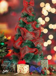 1pc Christmas Wedding Tulle Ribbon With Gold Wire Edge For Party Decoration, Xmas Tree Decor - View 1