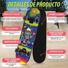 Skateboard Skateboard With LED Light Wheels, Christmas Gift, Unique Designs - Blue - View 2