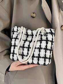 Striped Texture Design Tote Shopping Bag - White - View 2