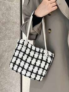 Striped Texture Design Tote Shopping Bag - White - View 1