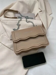 Đúng mốt Màu thuần Retro Túi đeo vai dây xích - Màu Khaki - Xem 5