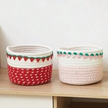 1入組加厚編織桌面收納盒,化妝品、鑰匙、遙控器、婚禮及聖誕節用品收納籃子