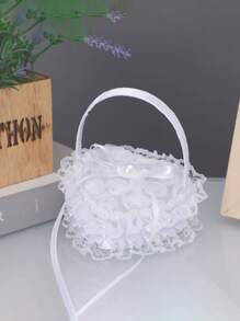 1pc Wedding Ring Box, White - White - View 1