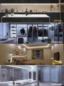 纯色不可调光白色 LED 灯带，USB 柔性照明带，白色直背光灯适用于房间、卧室、厨房、橱柜、客厅装饰，1M/2M/3M/4M/5M/10M，60/120/180/300/600/1200LED - 白色 - 查看 6