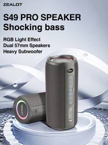 Zealot S49 Pro便攜式無線揚聲器,bt 5.2穩定傳輸2 * 57mm大揚聲器,搭載澎湃低音20w大音量揚聲器,搭載3600mah電池,支持無線立體聲雙連接,配備rgb燈光和tf插槽,ipx5防水 - 灰色 - 查看 14