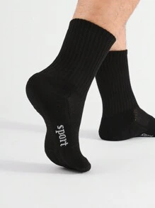 3雙男式運動襪籃球襪,厚毛巾底部,白色/黑色長管休閒襪,適用於秋冬季節