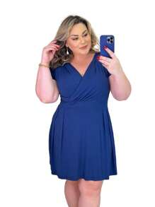 Plus Size Dresses - Màu xanh hải quân - Xem 3