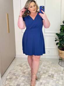 Plus Size Dresses - Màu xanh hải quân - Xem 2