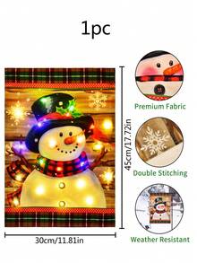 1入組led雪人花園旗,12x18英寸,雙面戶外發光冬季季節性庭院旗幟,適用於花園草坪裝飾 - 彩色 - 查看 9