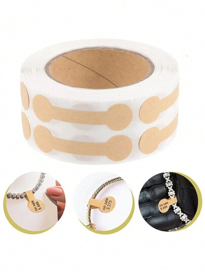 500pcs/Roll kraft paper Jewelry Price Tags Self Adhesive Round Barbell Stickers DIY Label Exhibit Tool Ring Bracelet Necklace