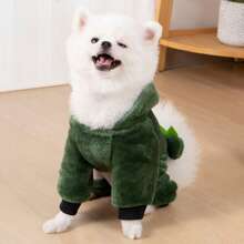 Dinosaur Transformation Design Winter Pet Plush Clothes - Green - View 8