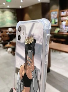 1 szt Biały Kreskówki Kobieta Selfie Wzór Akrylowy Galwanizowany Lustrzane etui na telefon Dla Jabłko iPhone