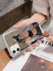 1 szt Biały Kreskówki Kobieta Selfie Wzór Akrylowy Galwanizowany Lustrzane etui na telefon Dla Jabłko iPhone