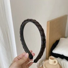 1條魚骨辮狀假髮發帶,捲曲編織髮箍,牙齒防滑髮箍,適用於女性派對裝飾頭飾