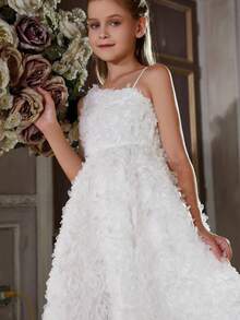 Junior Girls' Sleeveless Embroidered Mesh Prom Dress - White - View 6