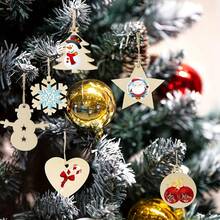 30入組木製聖誕裝飾diy手工藝品,天然未加工木片3種形狀帶孔,適用於節日裝飾掛畫和手工藝中心(圓形,星形和心形)