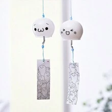 1 pezzo Campana a vento in vetro dipinto, stile giapponese carino, ornamento, ciondolo, decorazione per casa, arredamento stanza, decorazione parete