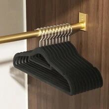 Black Velvet Clothes Hangers - Black - View 2